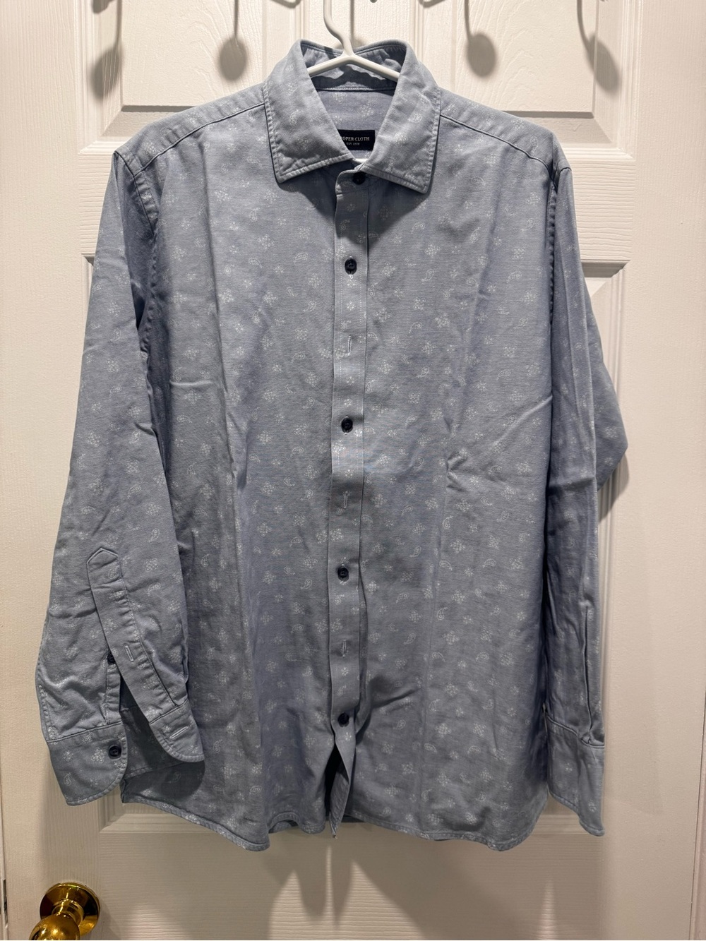 Proper Cloth 16.5 Men's Light Blue Printed Button-Up Shirt